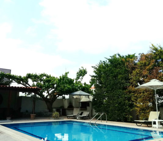 Swimmingpools and a shady patio at the Private Villa