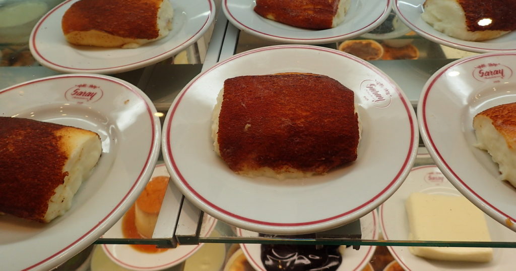 The Classic Turkish dessert Kazan dibi at Saray is so thick and elastic you need to chew it