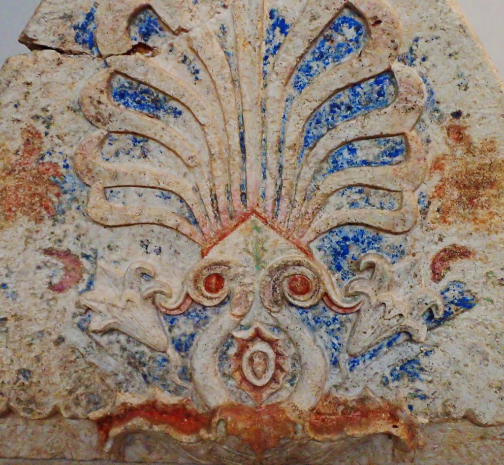 A relief sculpture with traces f pigment displays how vividly colorful ancient Thessaloniki was