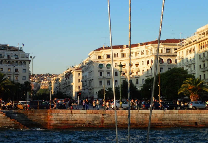 Elegant Aristotle Square as seen from the deck on a sailing cruise