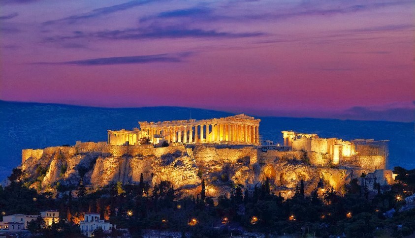 Honeymoon in Greece - The Acropolis aglow by nigh - one of the most romantic sites in Europe