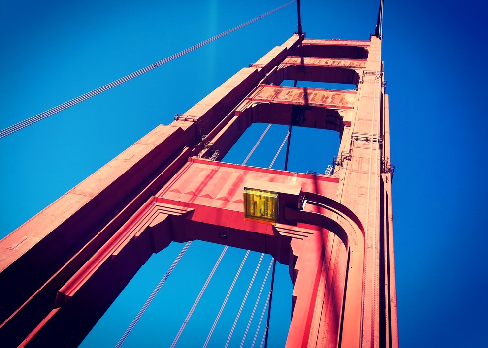 A 5 day San Francisco itinerary - The Art Deco details of the Golden Gate Bridge, glowing in International Orange