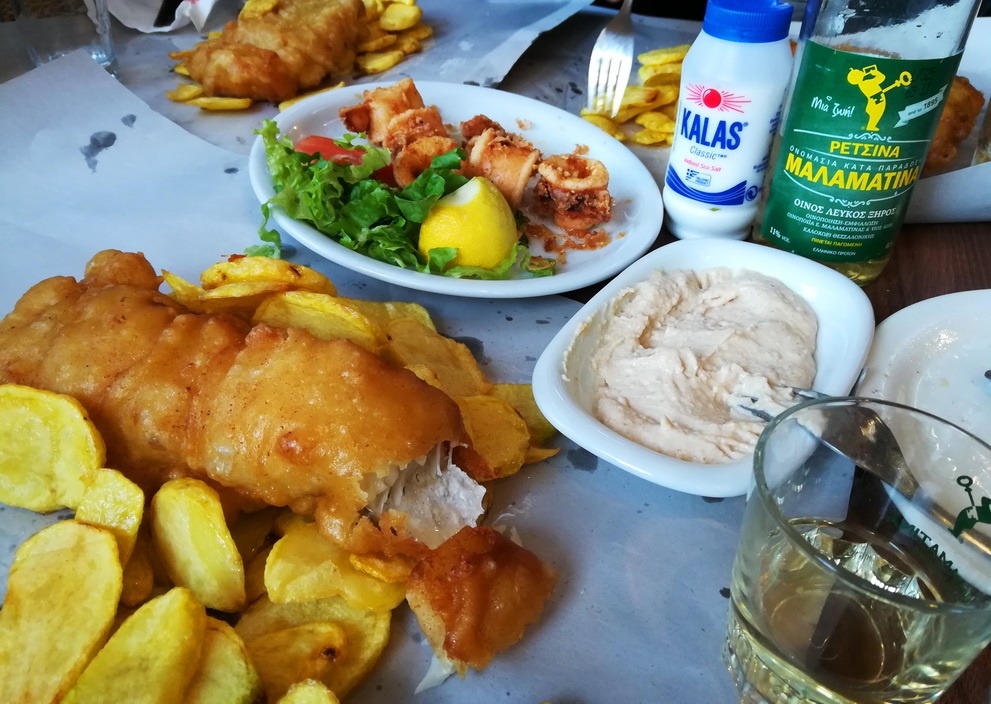 Having Salt Cod off of a sheet of grease paper, accompanied by chilled retsina and conversation, is one of locals' favorite activities in Thessaloniki.