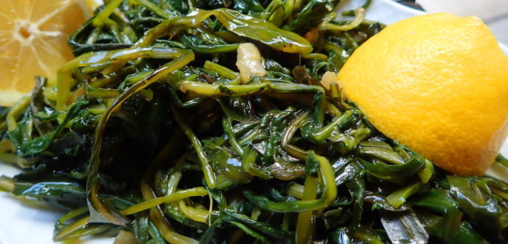 "Horta" - boiled wild greens - are always popular with fish.