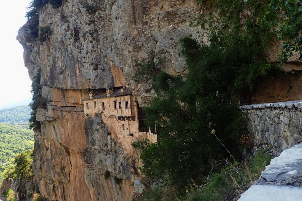 The dramatic Kipinas Monastery in a cliff face, Tzoumerka