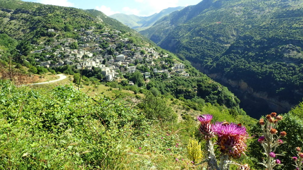 Syrrako comes into view through the mountains of Tzoumerka