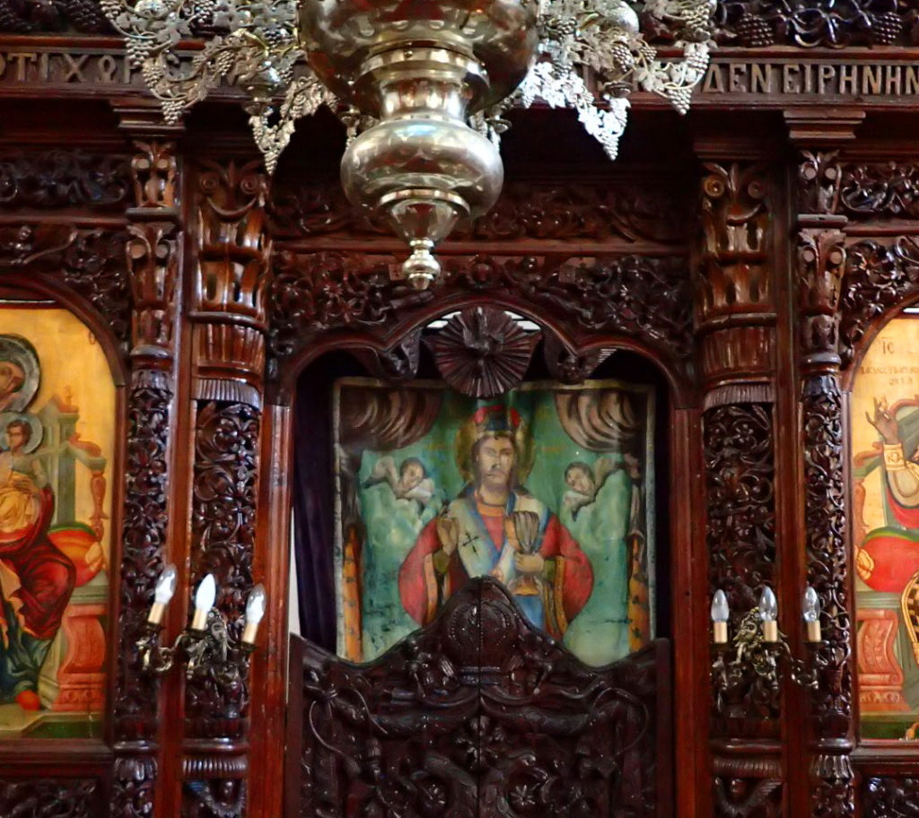 Icons and a beautifully carved iconostasis in Syrrako.