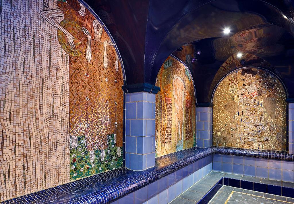 Gustav Klimt images on the walls of the Spa of the Maison Messner, Baden Baden