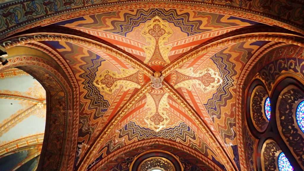 The Matthias Church, a landmark Gothic church in the Castle District, has a wildly colorful interior.