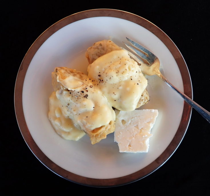 Greek Cabbage Rolls - Lahanodolmades with avgolemono sauce and feta cheese