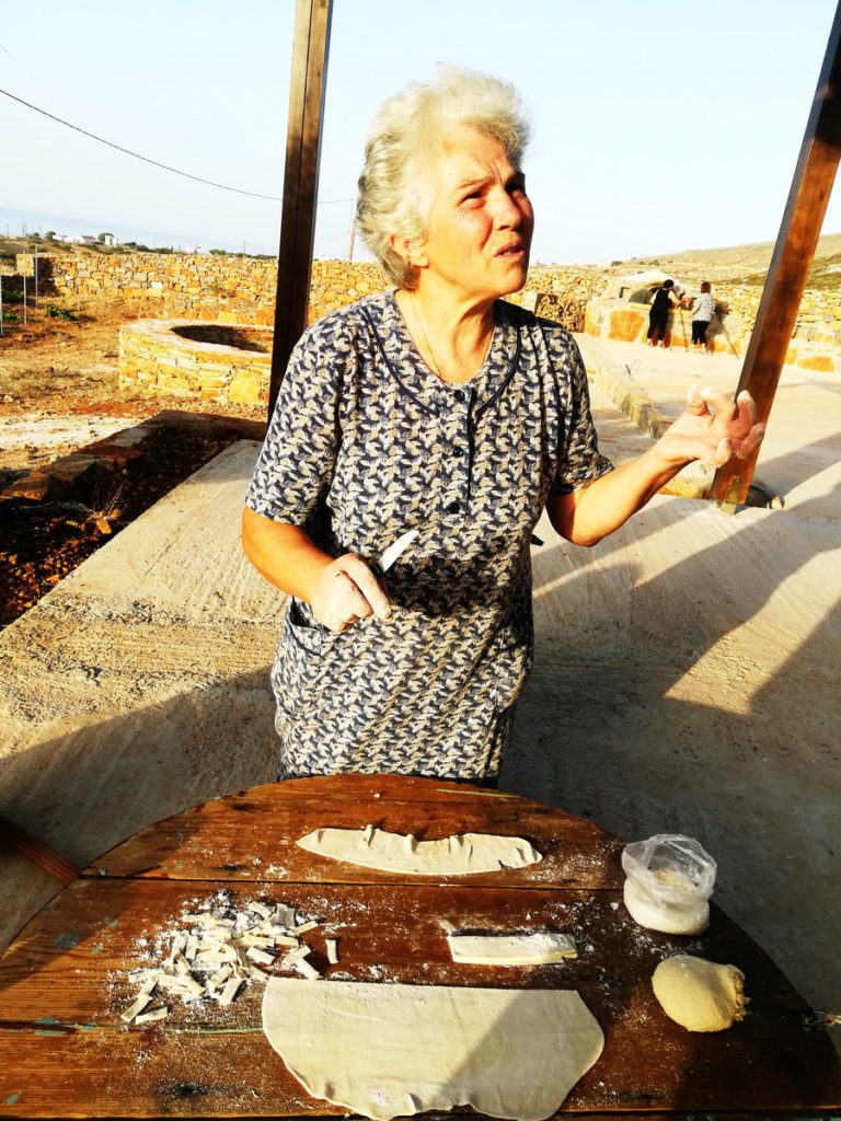 Kyria Maria, making Makarounes by hand