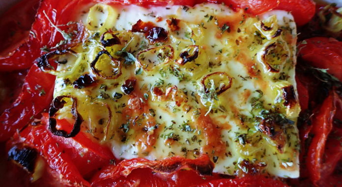 Bougiourdi - Spicy Baked Feta Cheese with Tomato and Peppers Bougiourdi - Spicy Baked Feta Cheese with Tomato and Peppers