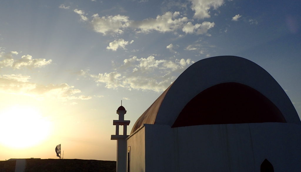 There are over 100 churches on devout Kasos. Some - like this one - communicate directly with the heavens and the seas