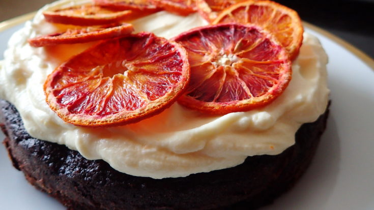 Orange Chocolate Cake with White Chocolate Cream Cheese Frosting