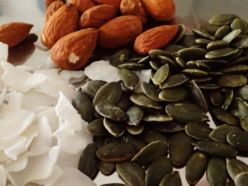 Wholesome ingredients for topping the tahini halva