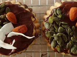 Tahini halva with dark chocolate is vegan and very popular for Greek Orthodox lent.