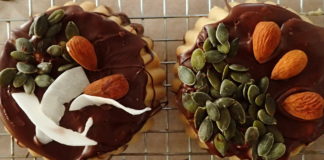 Tahini halva with dark chocolate is vegan and very popular for Greek Orthodox lent.