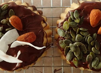 Tahini halva with dark chocolate is vegan and very popular for Greek Orthodox lent.