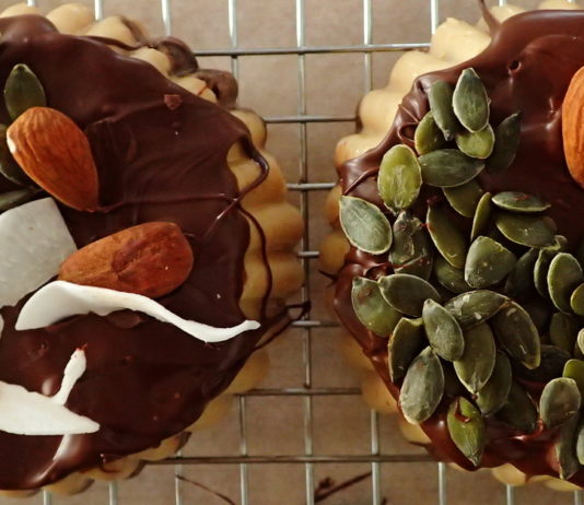 Tahini halva with dark chocolate is vegan and very popular for Greek Orthodox lent.