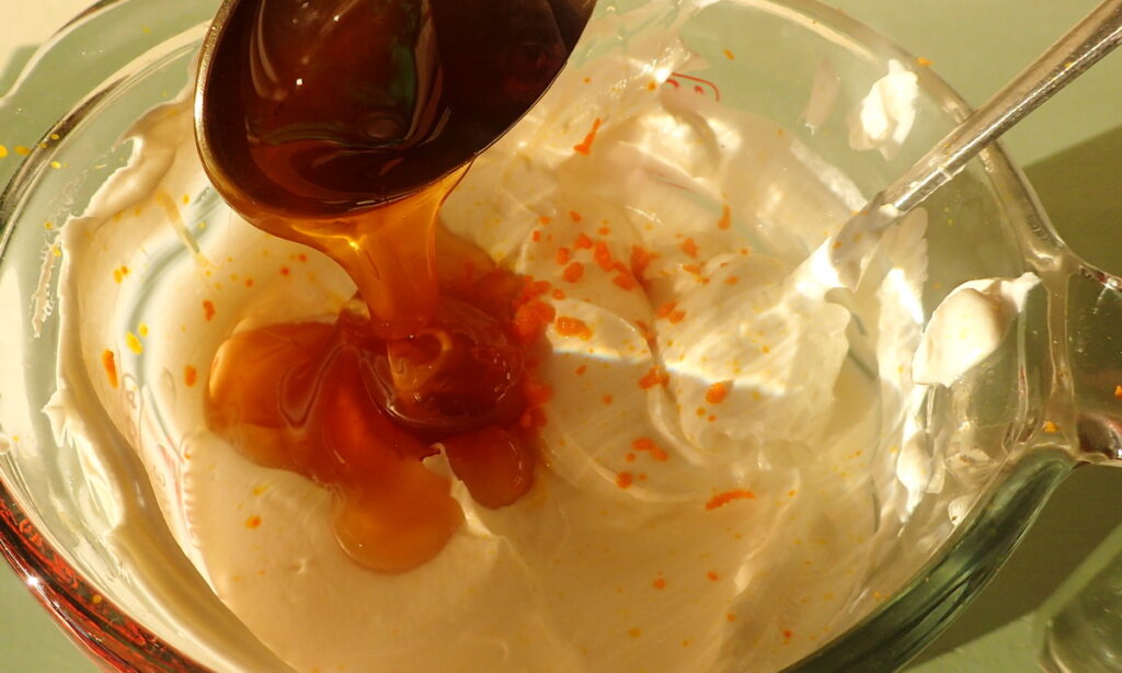 Thick strained yogurt, a little honey, and  some orange zest for the honey yogurt tart filling